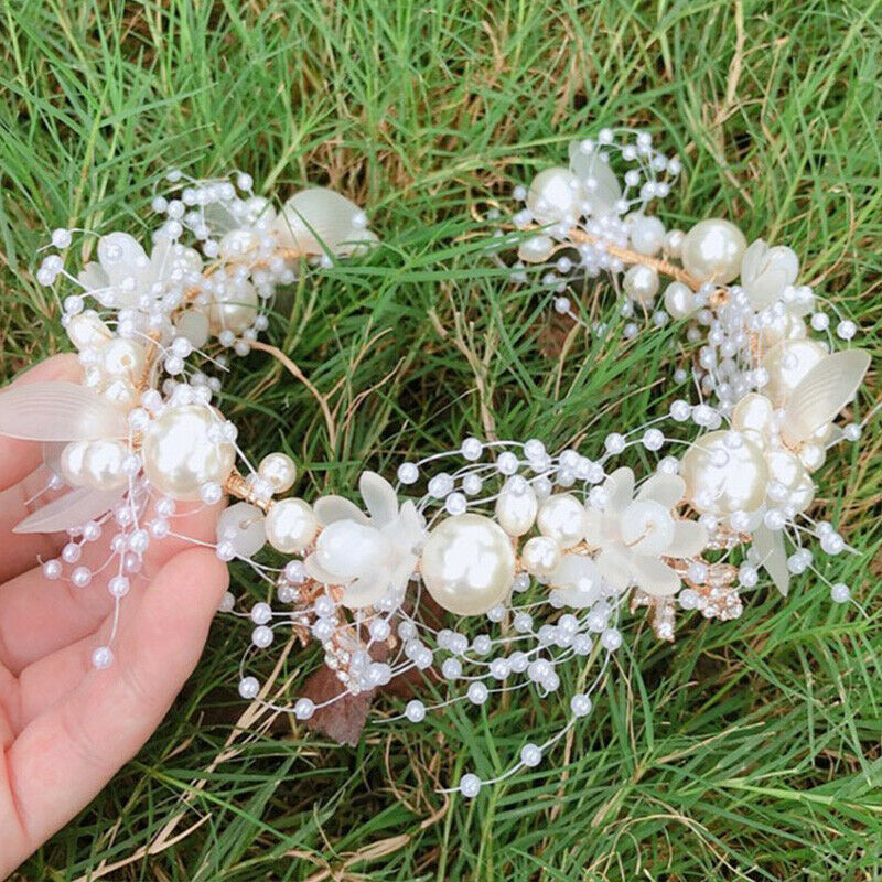 Women Wedding Hair Accessory Faux Pearls Headband Elegant Design Party Decor