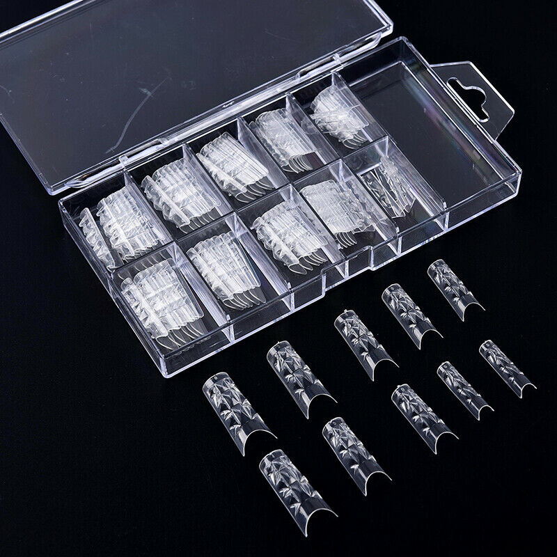 100PCS French Style False Nails Coloured Glaze Transparent Crystal Nail Mold TL