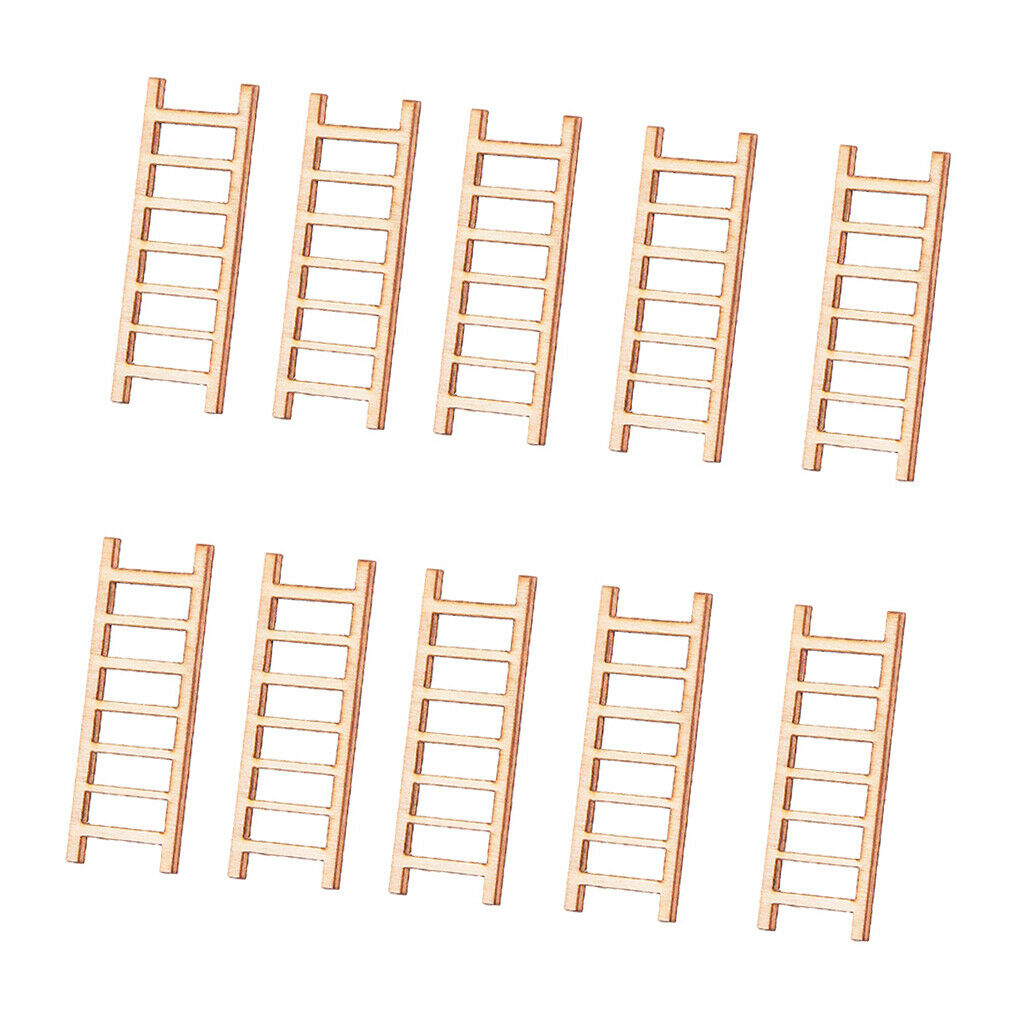 10 Pieces Micro Landscape Decor Wooden Ladder Ornaments