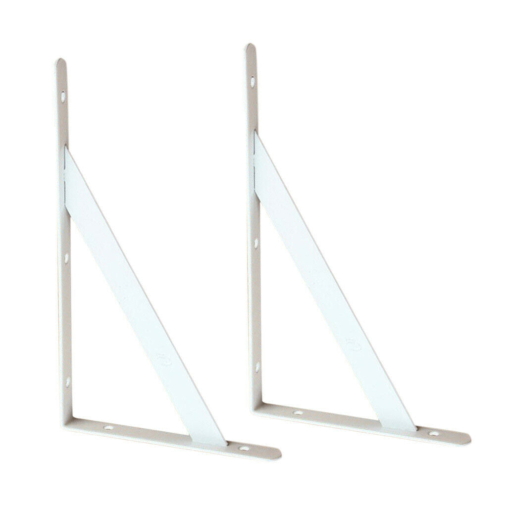 2-Piece Metal  L Shaped Wall Shelf Bracket Rack Support 500x300x3mm White