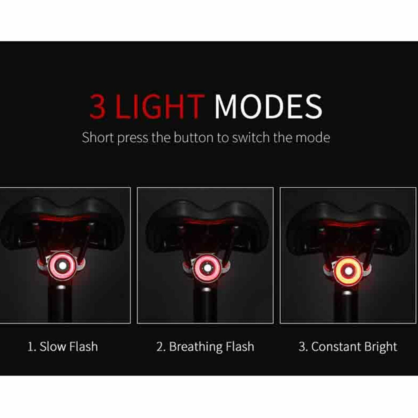 Smart BrakingTaillight Waterproof Bike USB LED Bicycle Lamp Saddle Rear Light