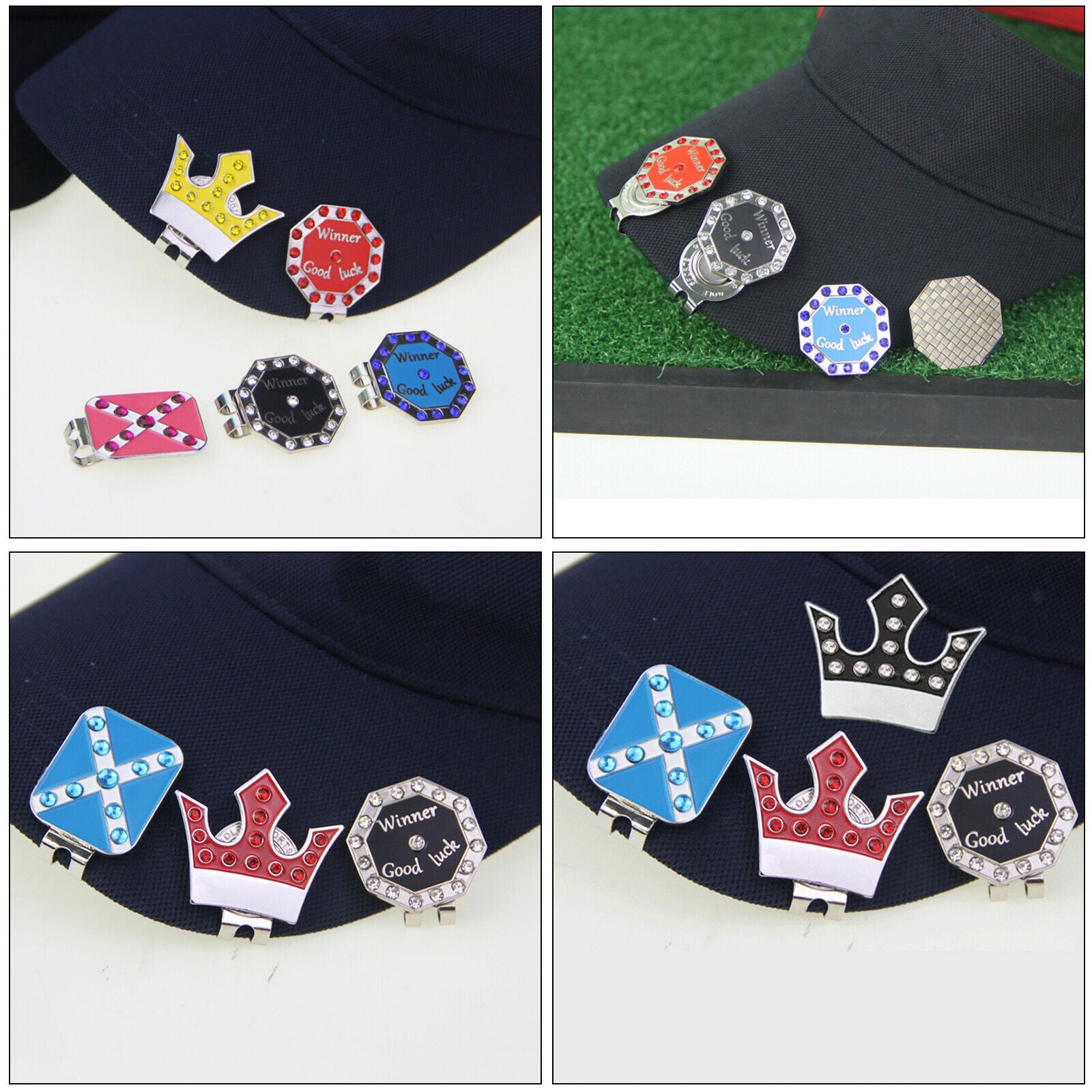 2 Pieces Zinc Alloy Golf Ball Markers Training Aids Hat Clip Putt Keepsake