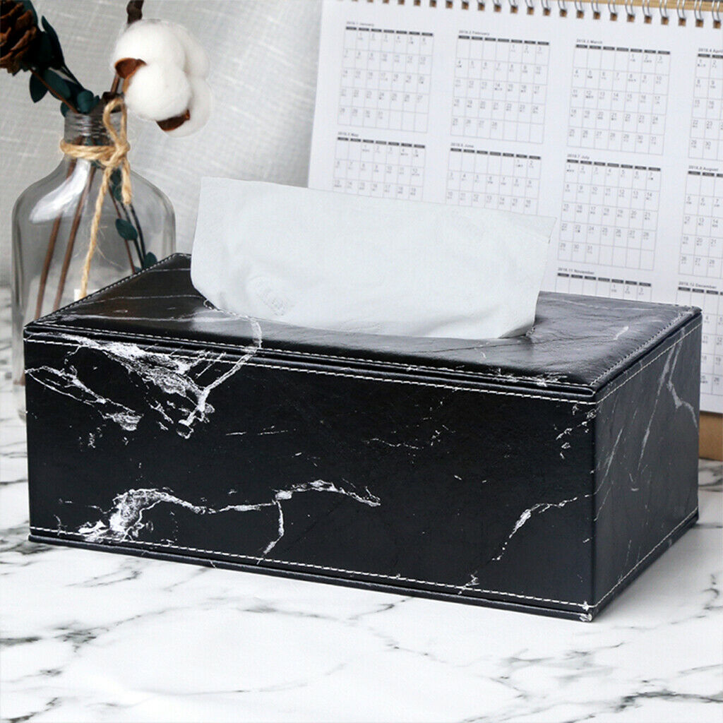 Leather Household Tissue Box Living Room Supplies White knit lines