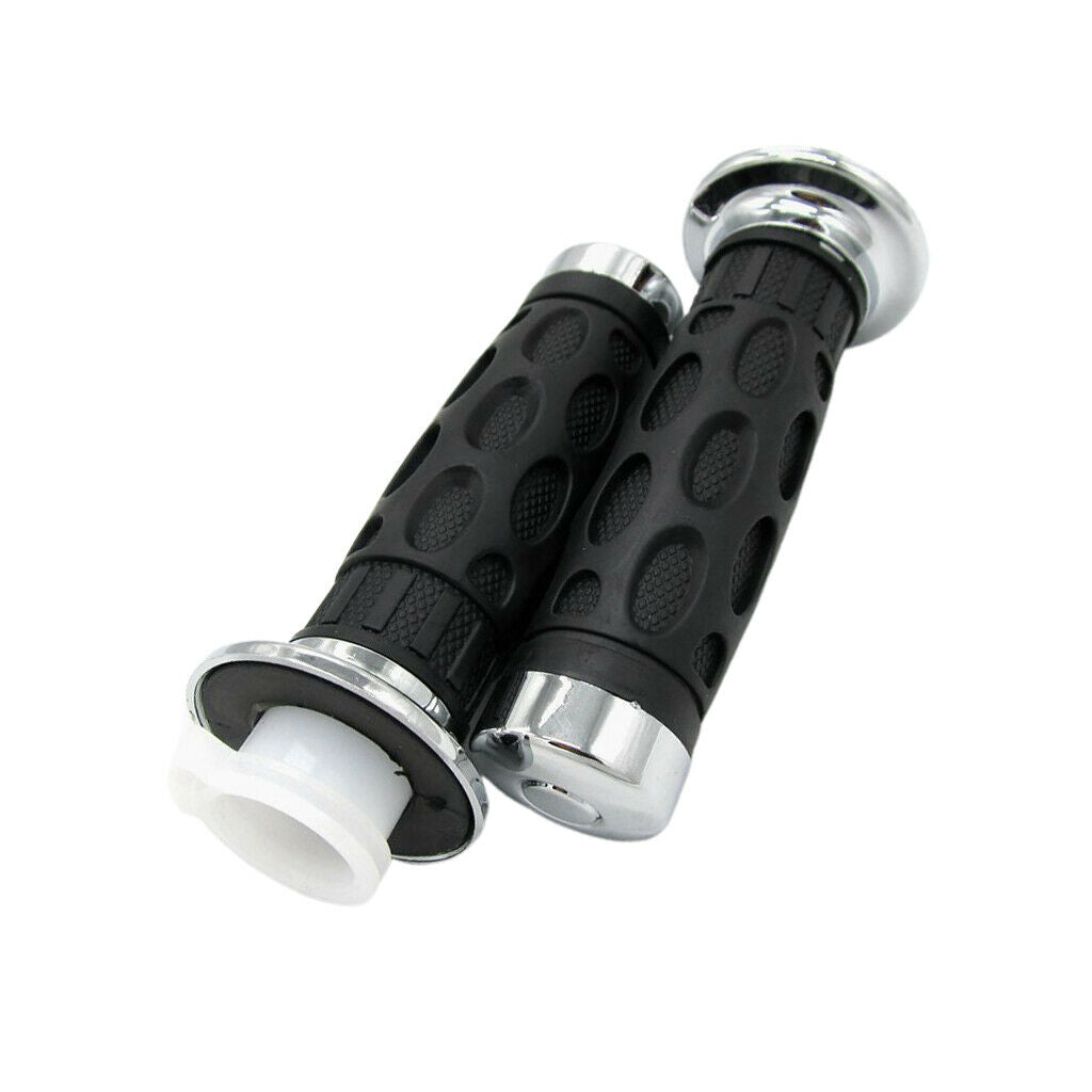 Rubber Road Motorcycle Handlebar Grip Soft Black 7/8" Grips Pairs Rubber