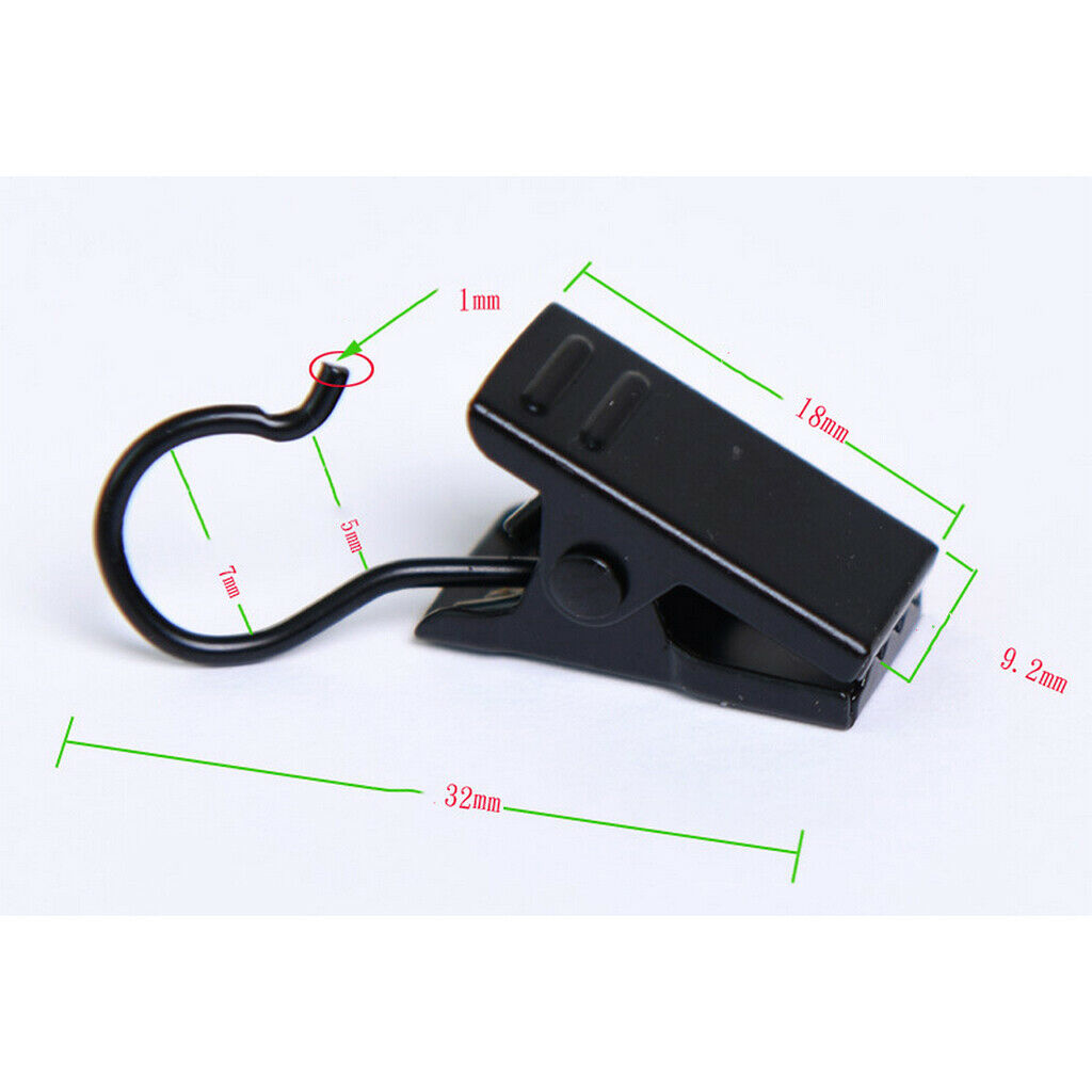 10Pcs Heavy Duty Curtain Clips with Hook Spring Clamps Hanger Clips Glider Black