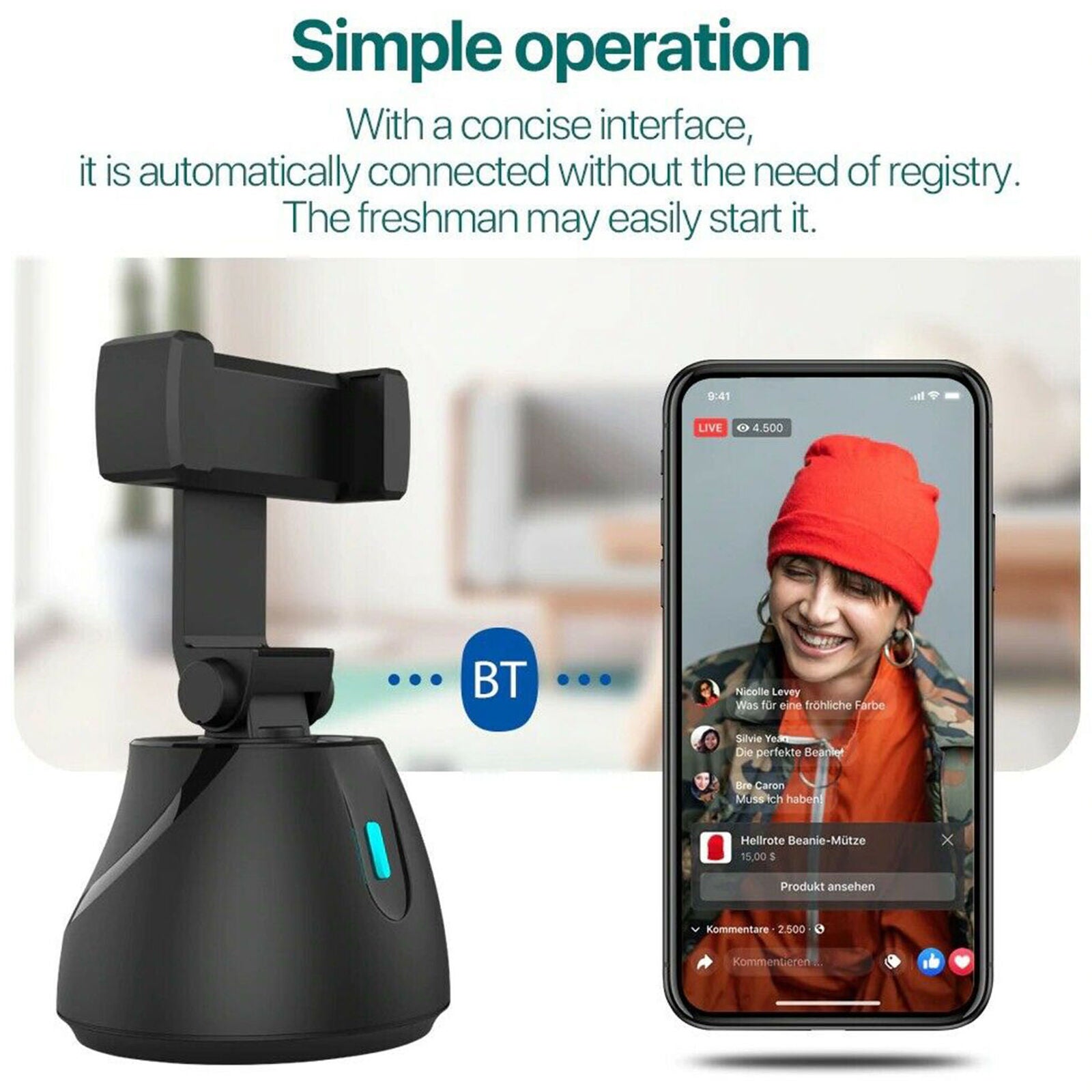 Camera 360 Smartphone Auto Tracking Smart Shooting Phone Holder Selfie Stic