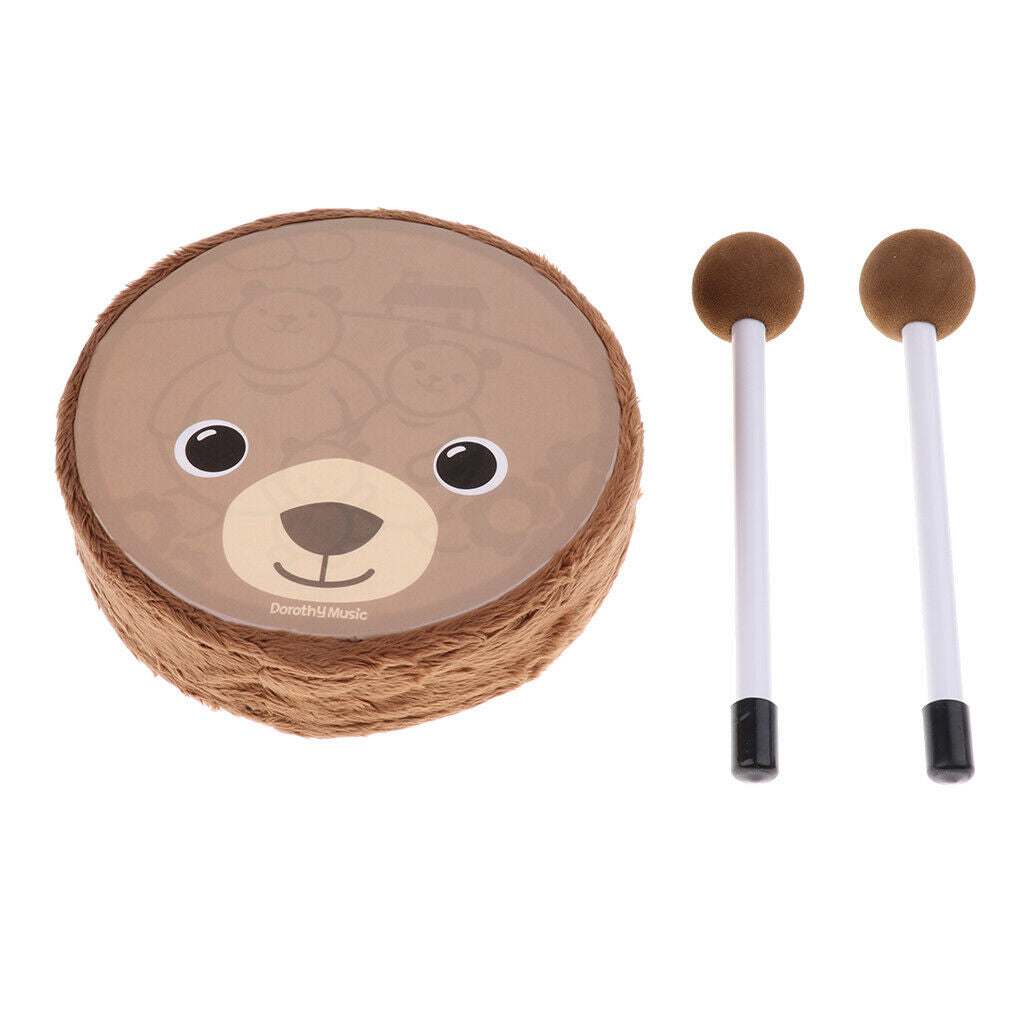 6 inch Wooden Small Drum Toys with Drum Mallet Hand Percussion Musical Toys
