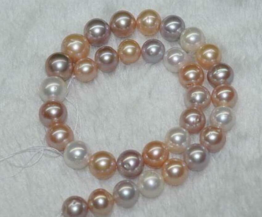 Natural 10MM multicolor SOUTH SEA shell pearls Loose Bead 15"