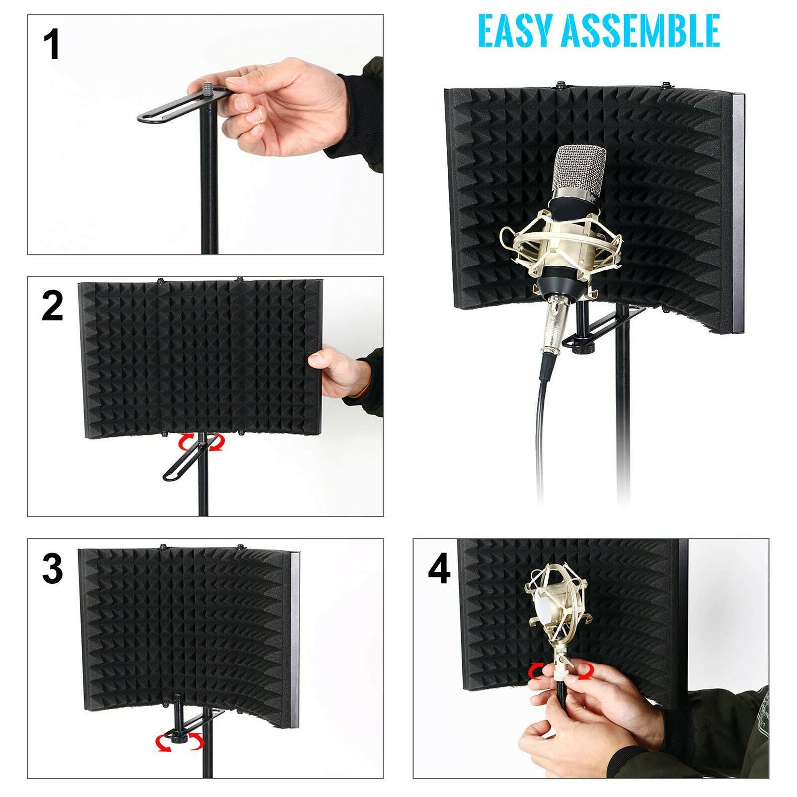 New Recording Mic Microphone Isolation Shield Cover Sound Absorbing Foam
