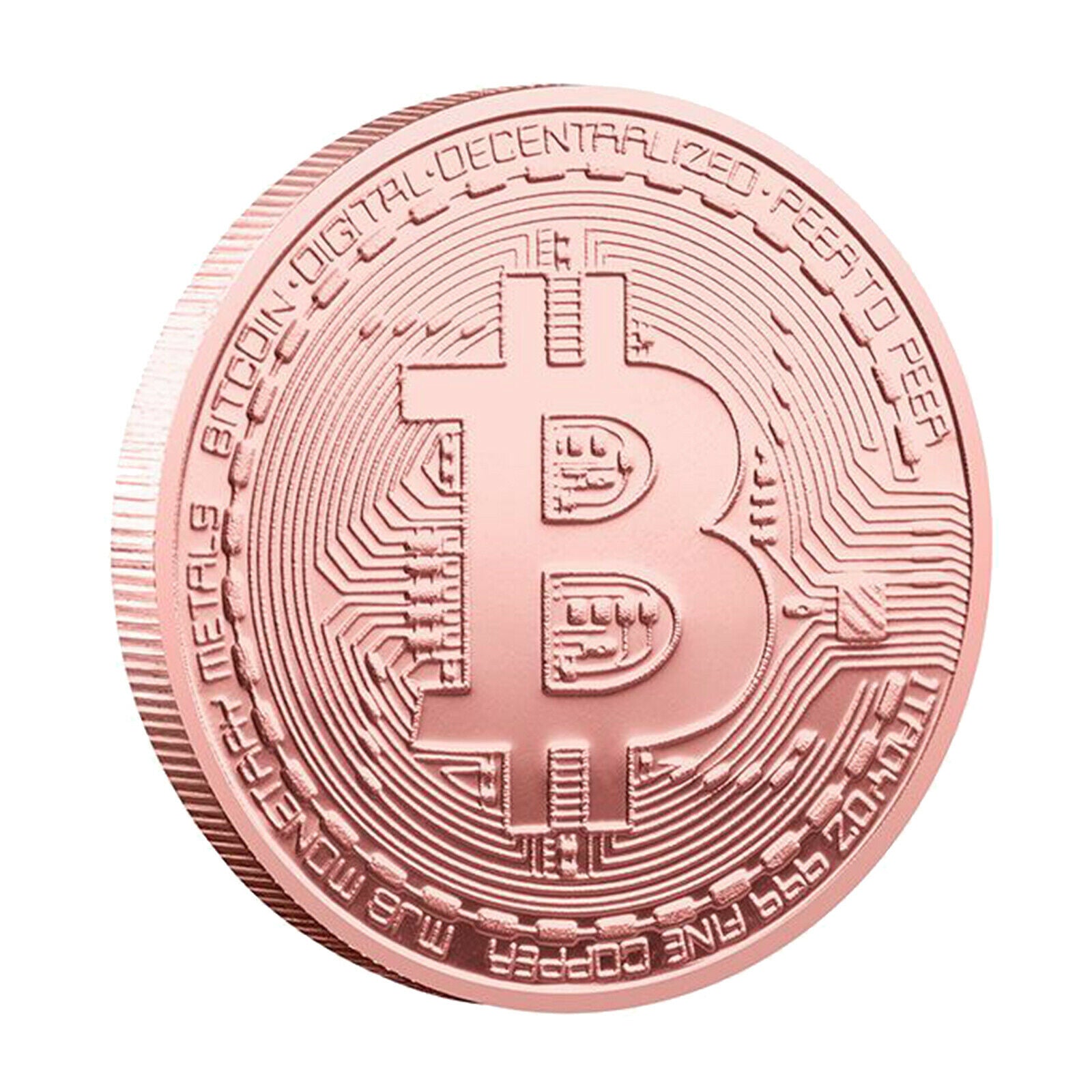 Pink Bitcoin Coin Commemorative Round Collectors Coin Bit Coin Gift 40mm