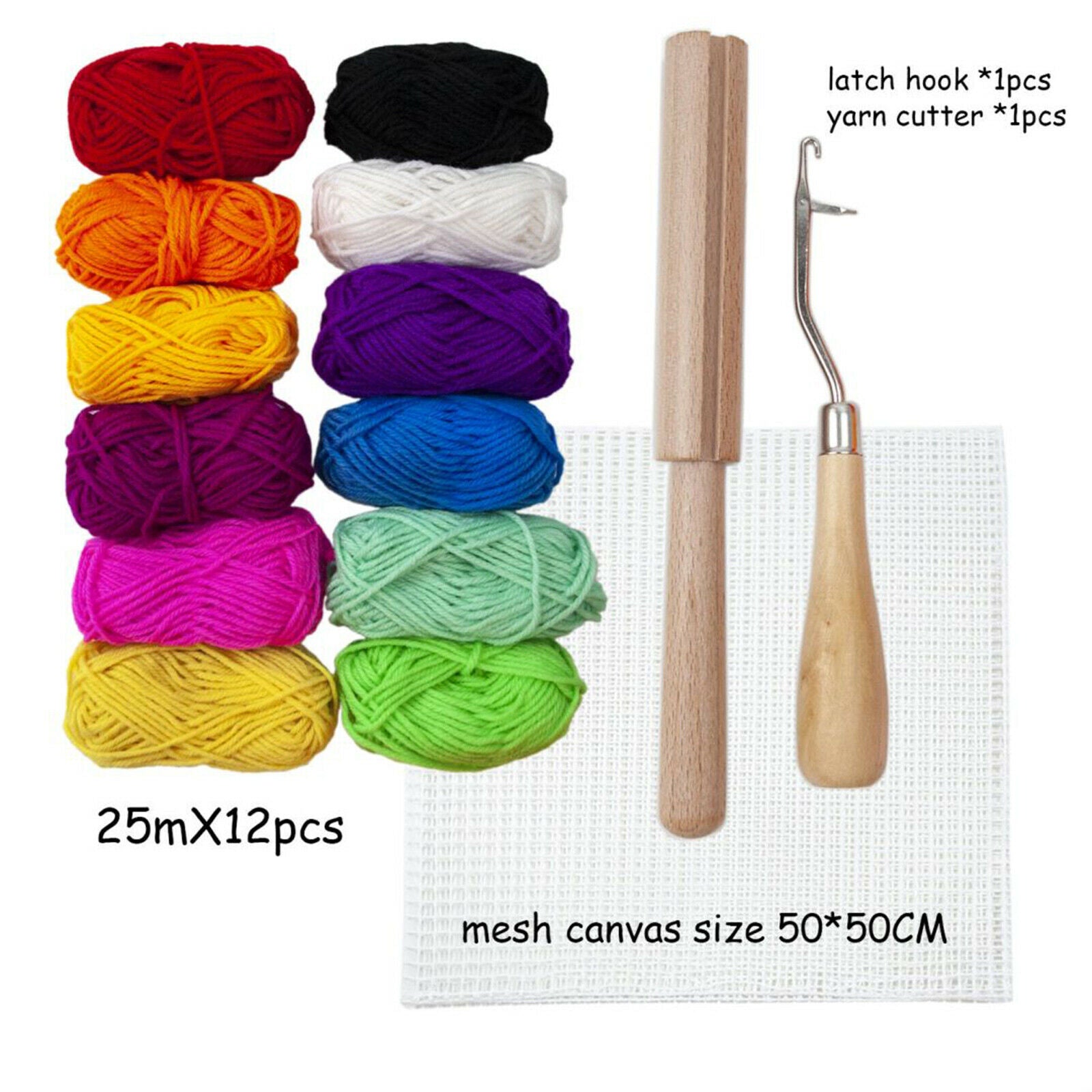 12x Latch Hook Rug Yarn Kits for Adults Needle Craft Supplies Decor Kit