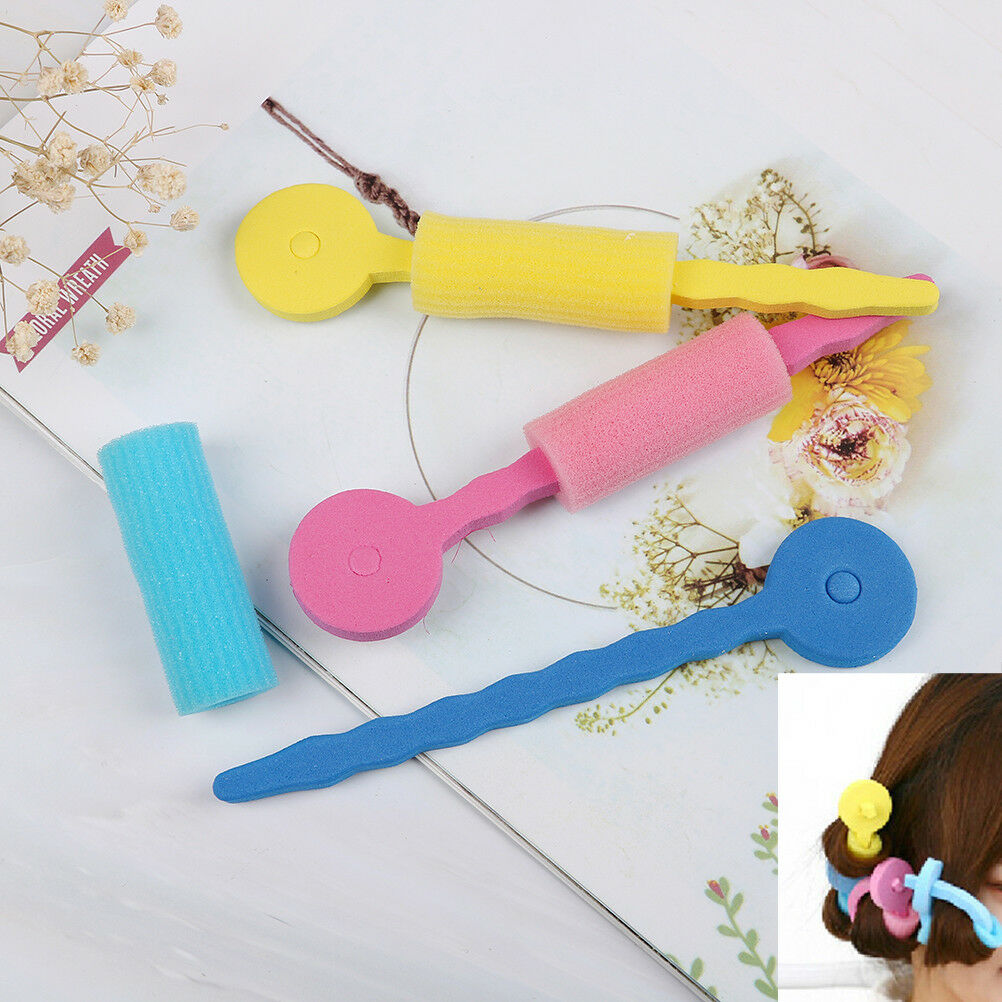 3X Soft foam sponge DIY styling hair rollers rods flexible hairstyling cu.l8