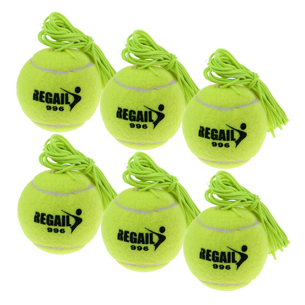 6x Durable Tennis Ball with Cord 65mm Tennis Trainer Ball Tennis Practice