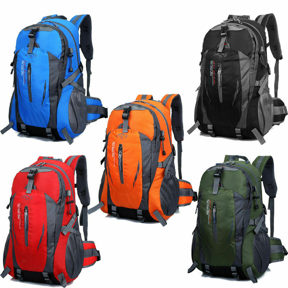 Outdoor Hiking Camping Waterproof  Nylon Rucksack Backpack Bag - Black