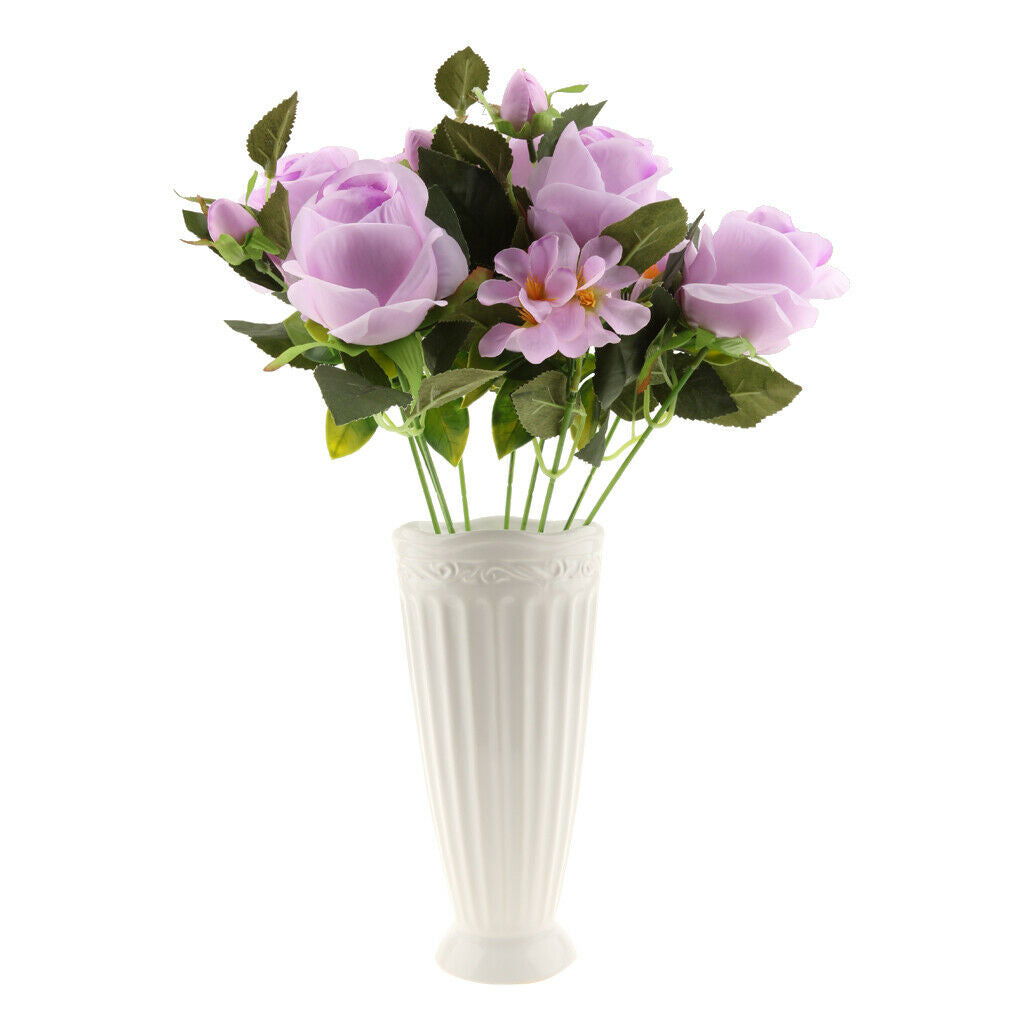2 Pieces DIY Wedding Rose Silk Flowers 9 Head Arrangements Artificial