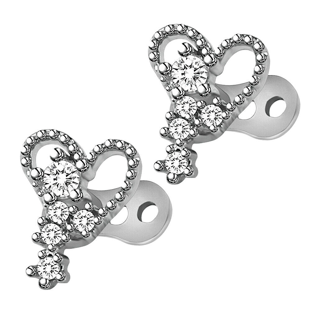 2pcs Dermal Anchor Tops and Base Titanium Steel Piercing Jewelry Heart 2