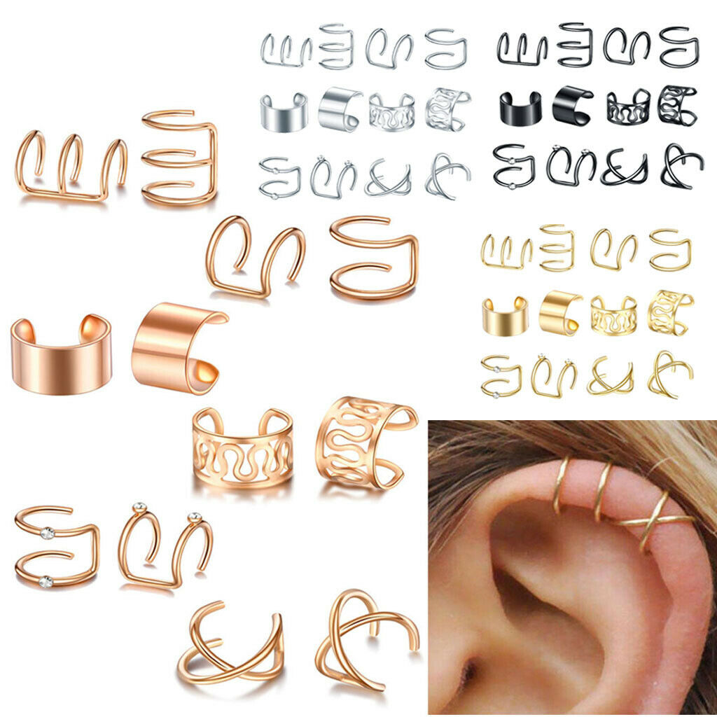 24x Fashion Modern Ear Cuff Mixed Style Non-Piercing Jewelry Women Unisex