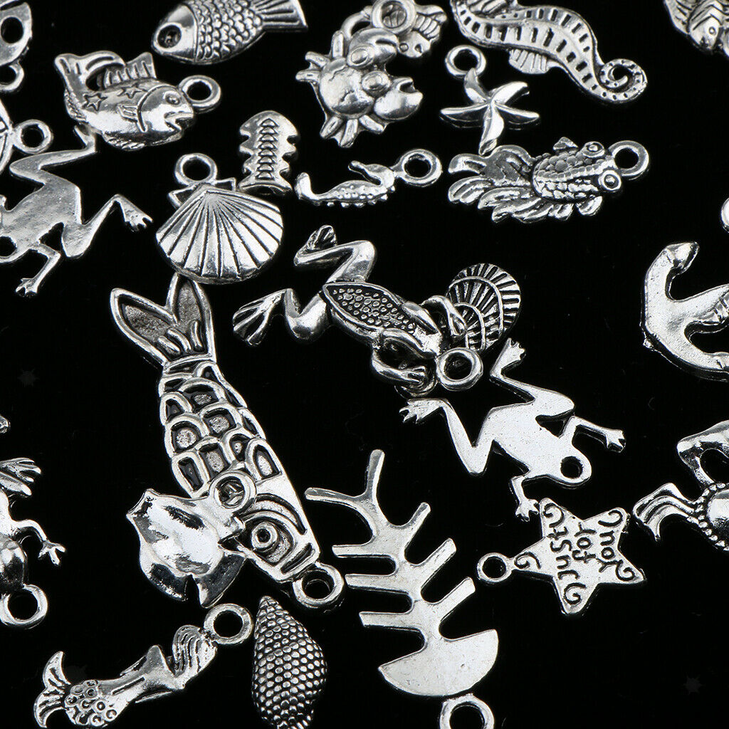 100 Pieces Mixed DIY Ocean Fish & Sea Creatures Charms Pendants Jewelry Making