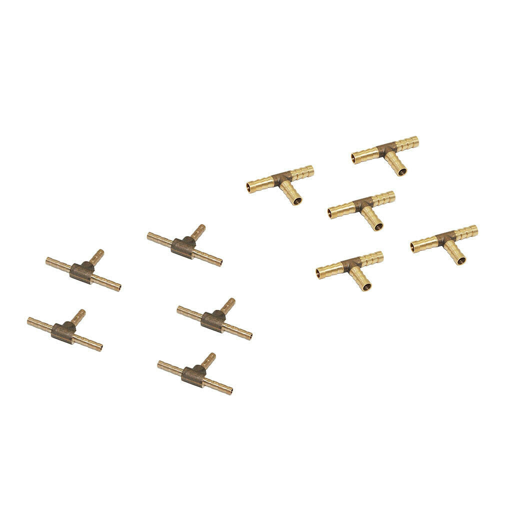 10pcs Brass Tee Adapter Hose Tee Connector Fittings for Air Water 4mm/8mm