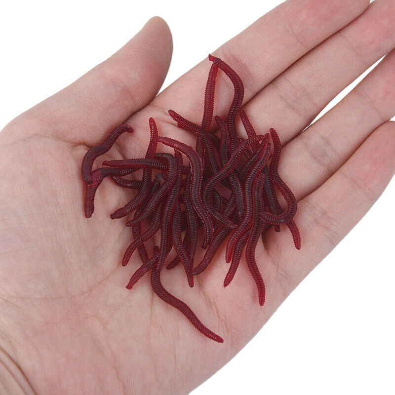 50X Soft Lure Fishing Simulation Earthworm Red Artificial Fishing L laJ Kt