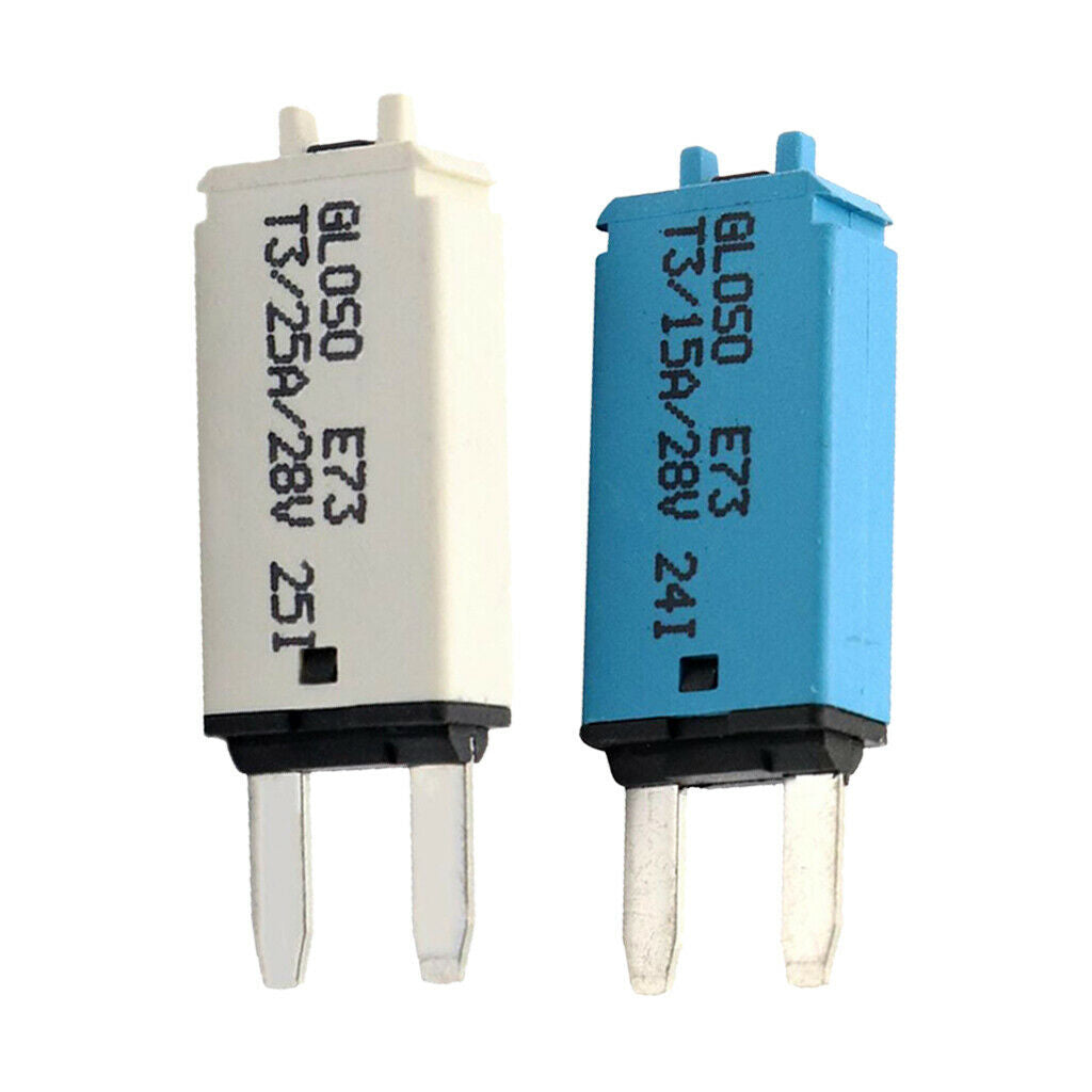 2 Pieces 12-24V Car Boat Circuit Breaker Samll Blade Fuse Resettable 15A+25A
