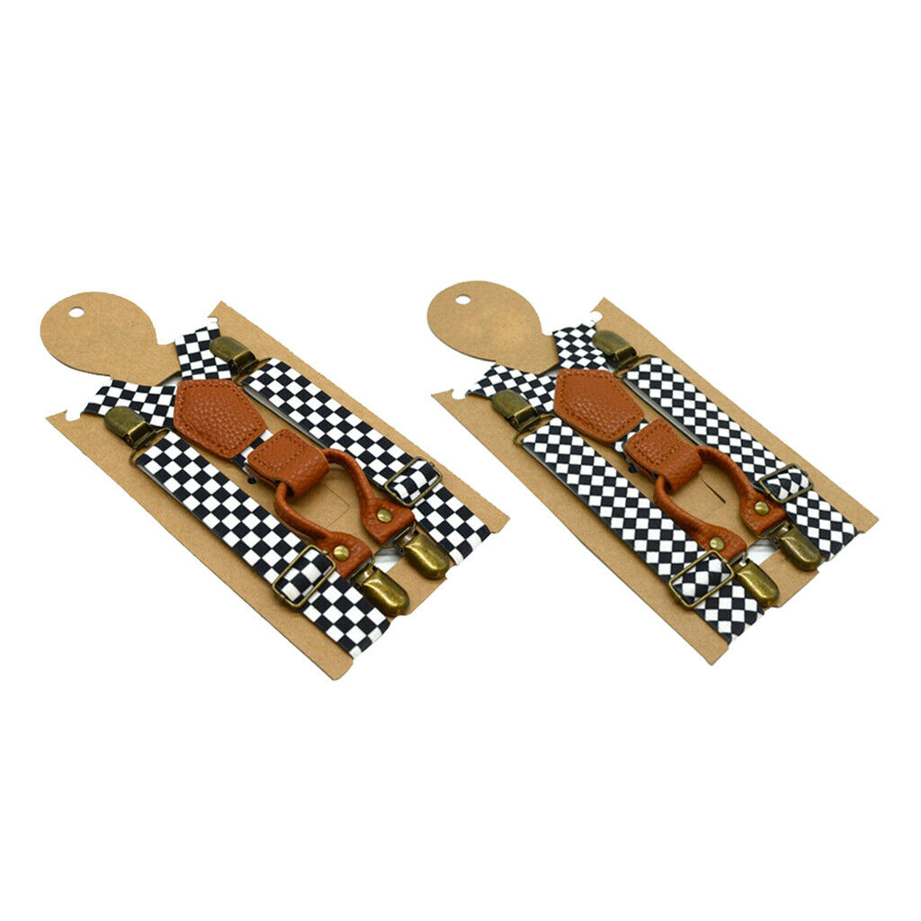 Boys X Shape Suspenders Adjustable Strap Metal Clips Braces Causal Pants
