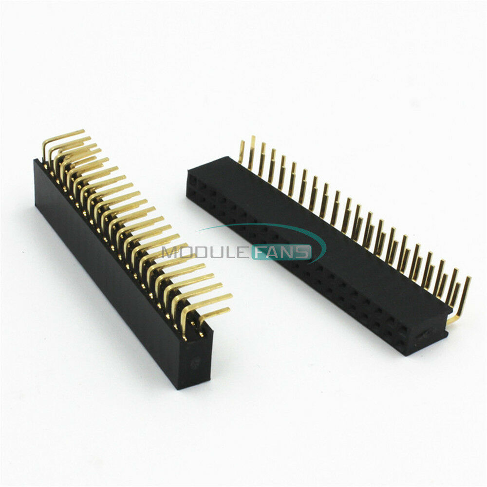 5PCS 2.54mm Double Row 2X20 40Pin Female Right Angle Header Socket Pin Strip
