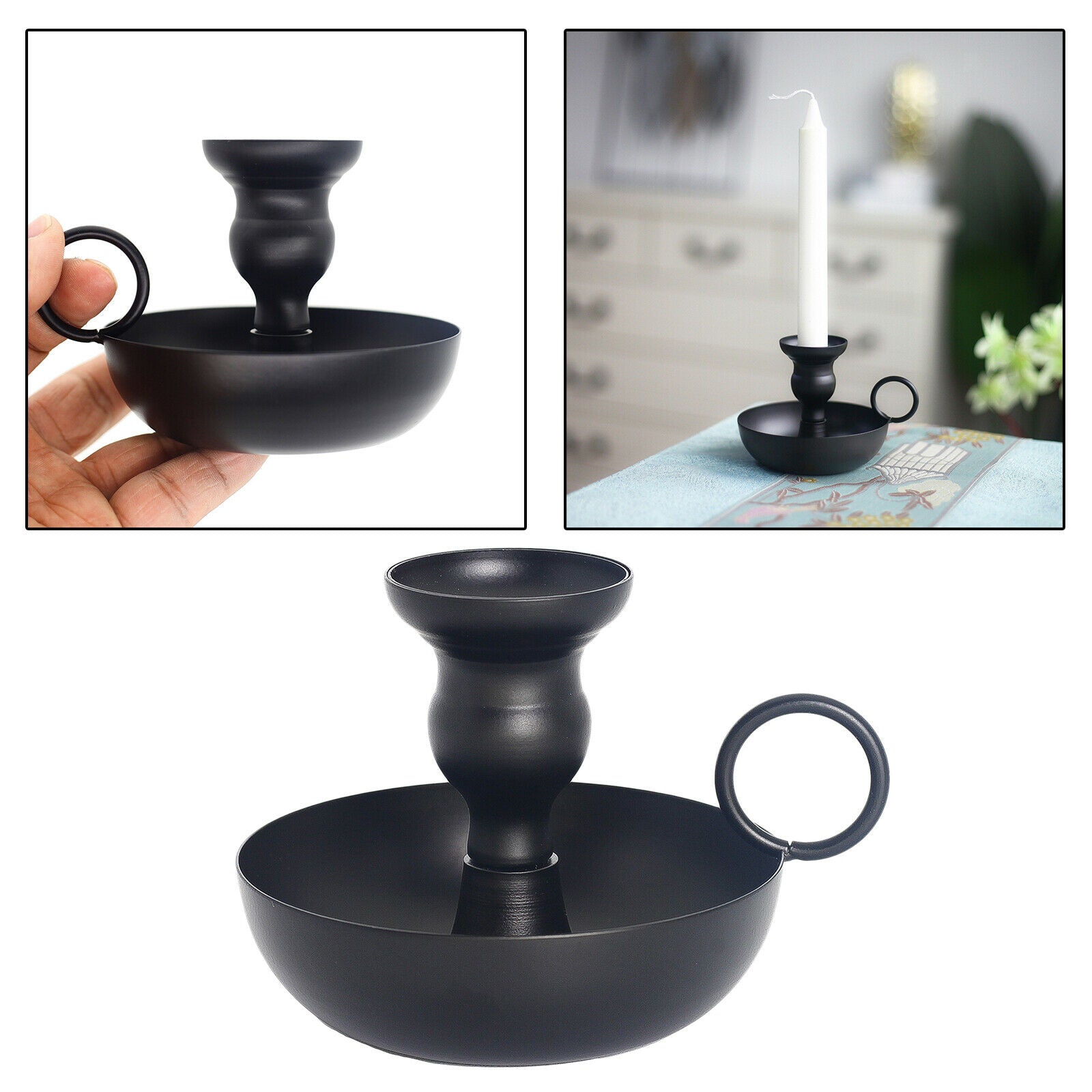 Retro Black Iron Taper Candle Holder Candlestick Holder Stand Dinning Party
