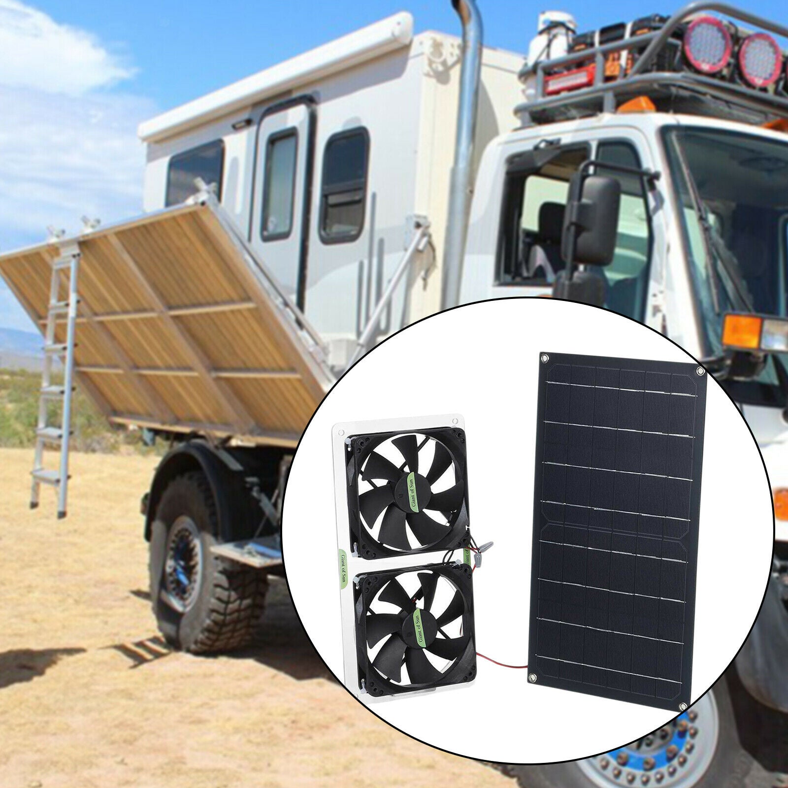 Portable Solar Double Exhaust Fan Panel System for Garage RV Outdoor Boat