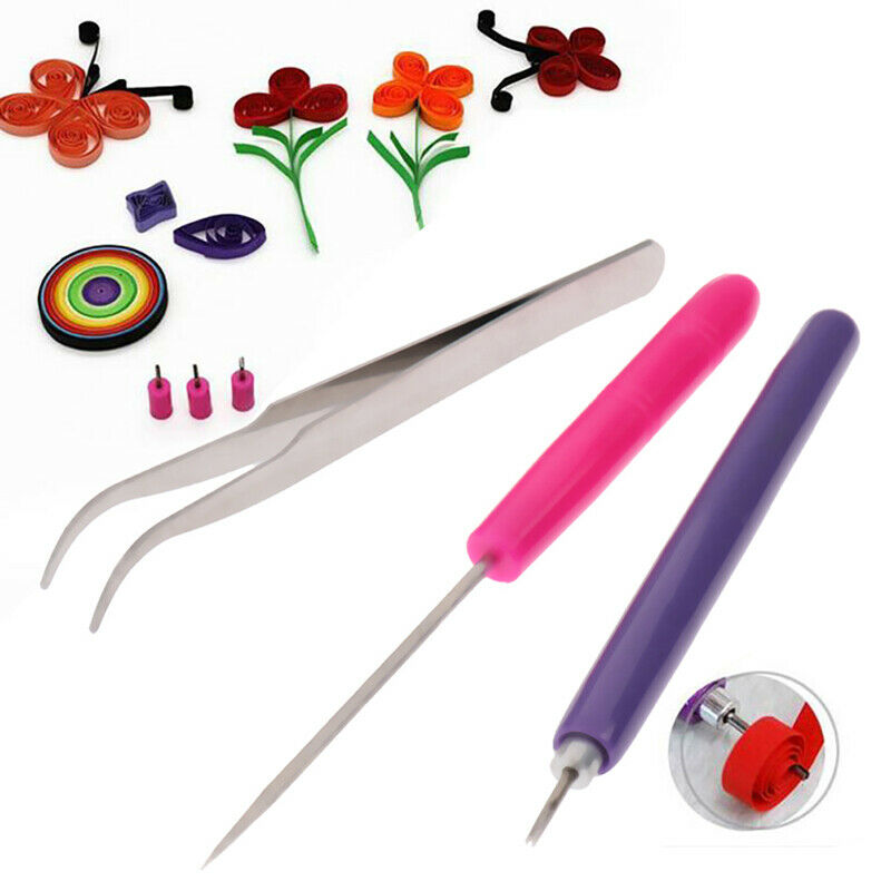 3PCs Tweezer Needles Slotted Pen Tool Kit Quilling Paper DIY Set Paper To.l8