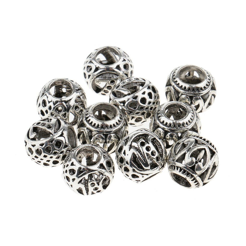 10 Pieces Dreadlock Hair Beads Braiding Pins Rings Cuff Clips Jewelry Loose