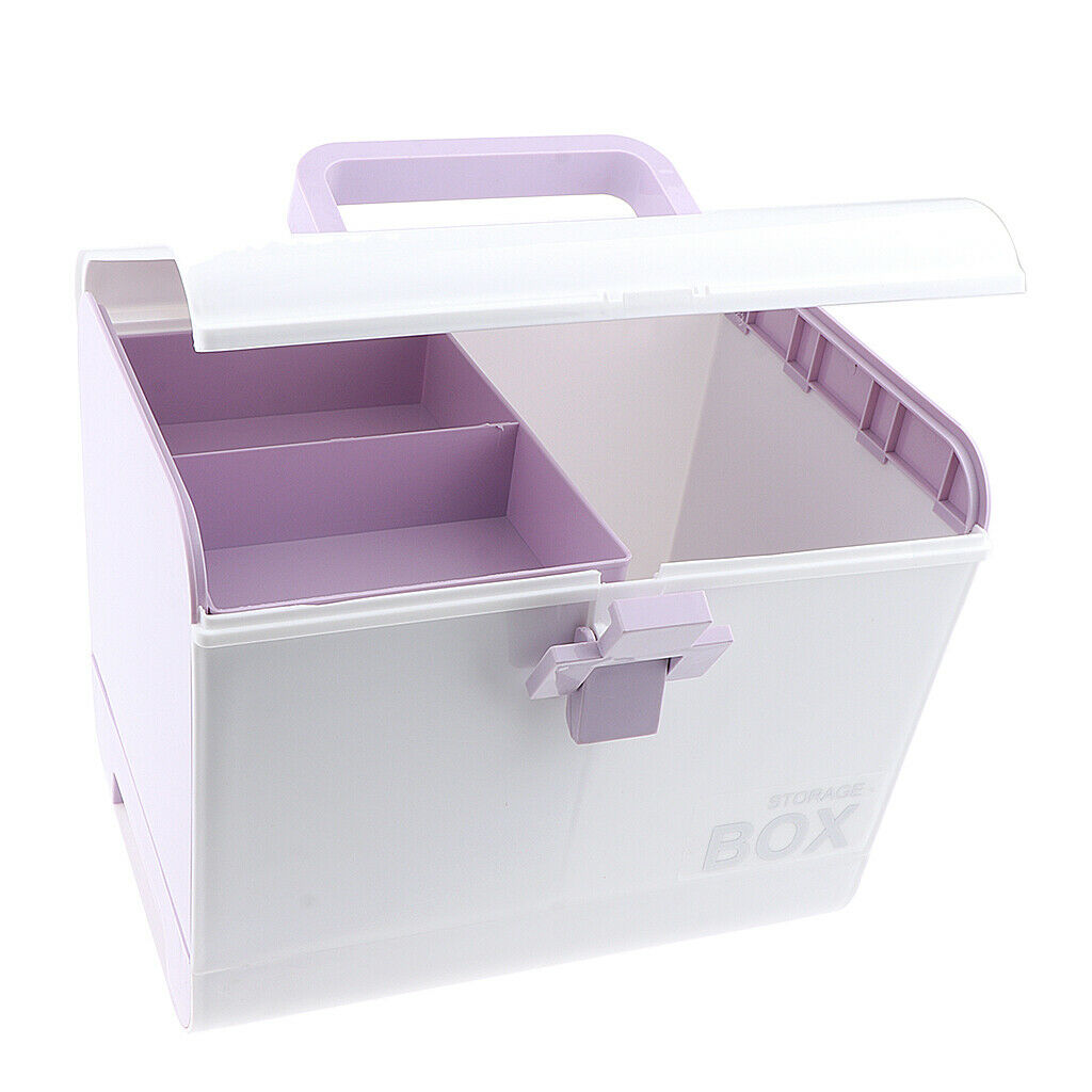 Multi-Use Medicine Art Supplies Organizer Box Makeup Storage Case Purple