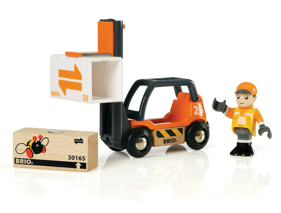 33573 BRIO Forklift Truck Wooden Train Railway Rolling Stockinc 4pc Age 3 Years+