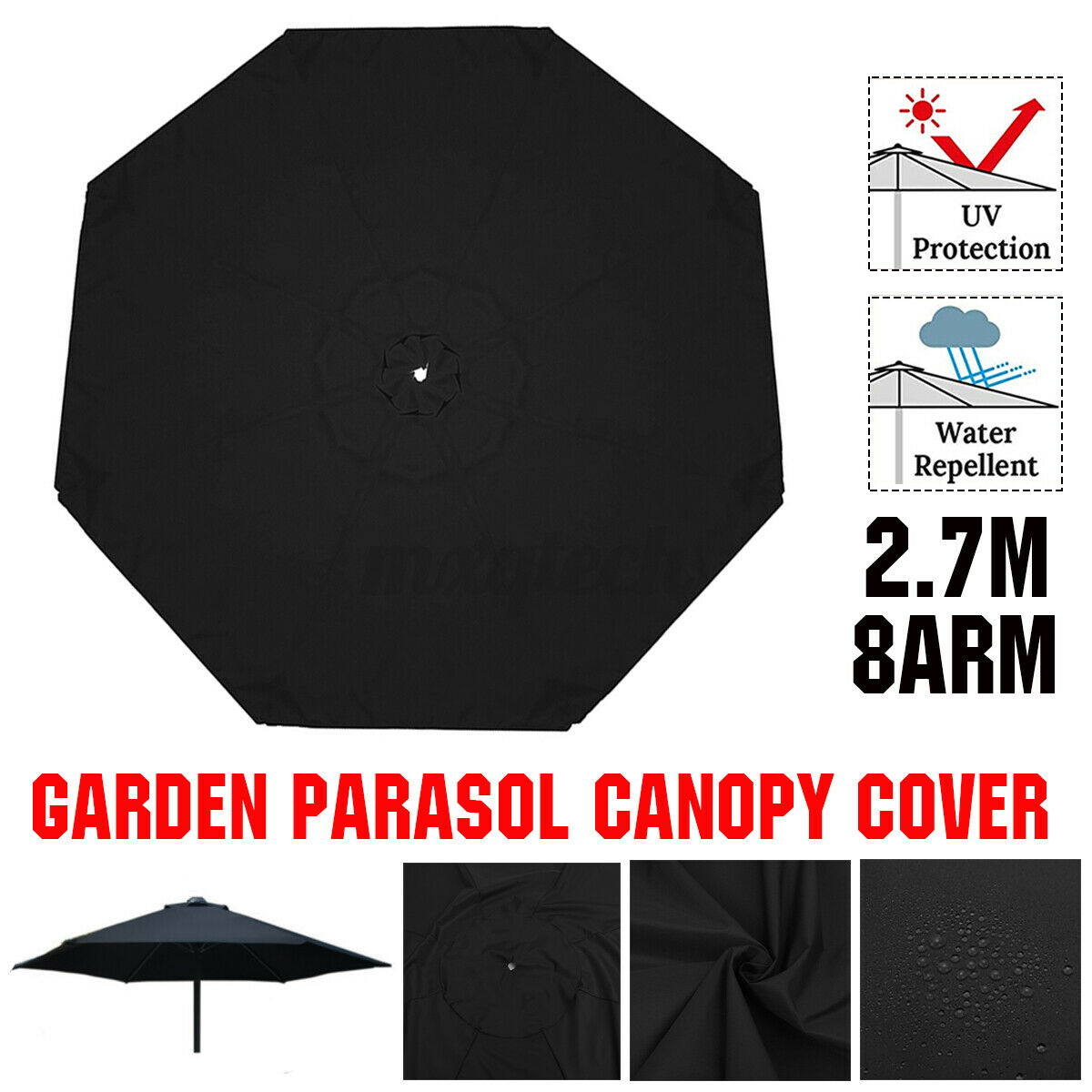 2.7m 8 Arm Garden Patio Parasol Canopy Cover Replacement Fabric Umbrella Anti
