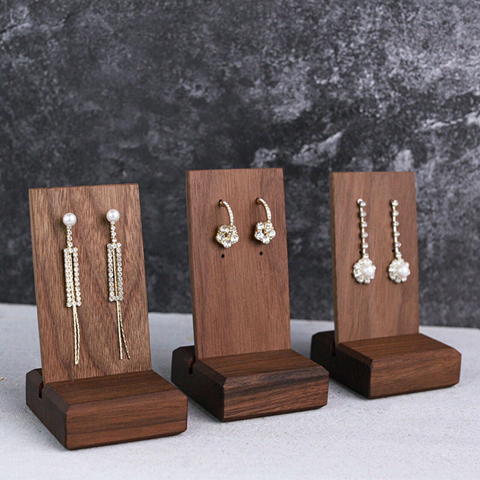 High-End Walnut Jewelry Display Stand Shelf Photo Props for Rings Bracelets
