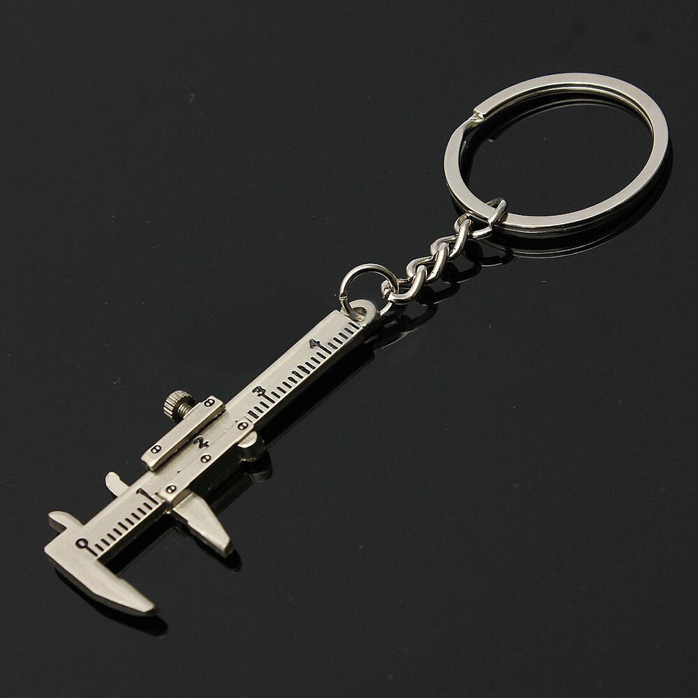 Useful Mini Vernier Caliper Tool Pendant Slider Slides Keyring Key Chain 10CM US