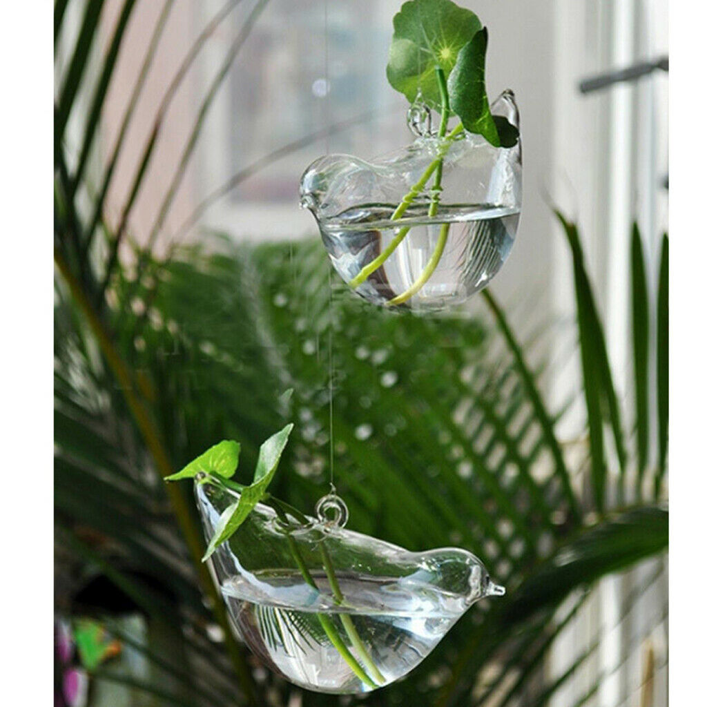 Bird Shaped Glass Vase Flower Door Plants Decorations Home Garden, Hanging, Size