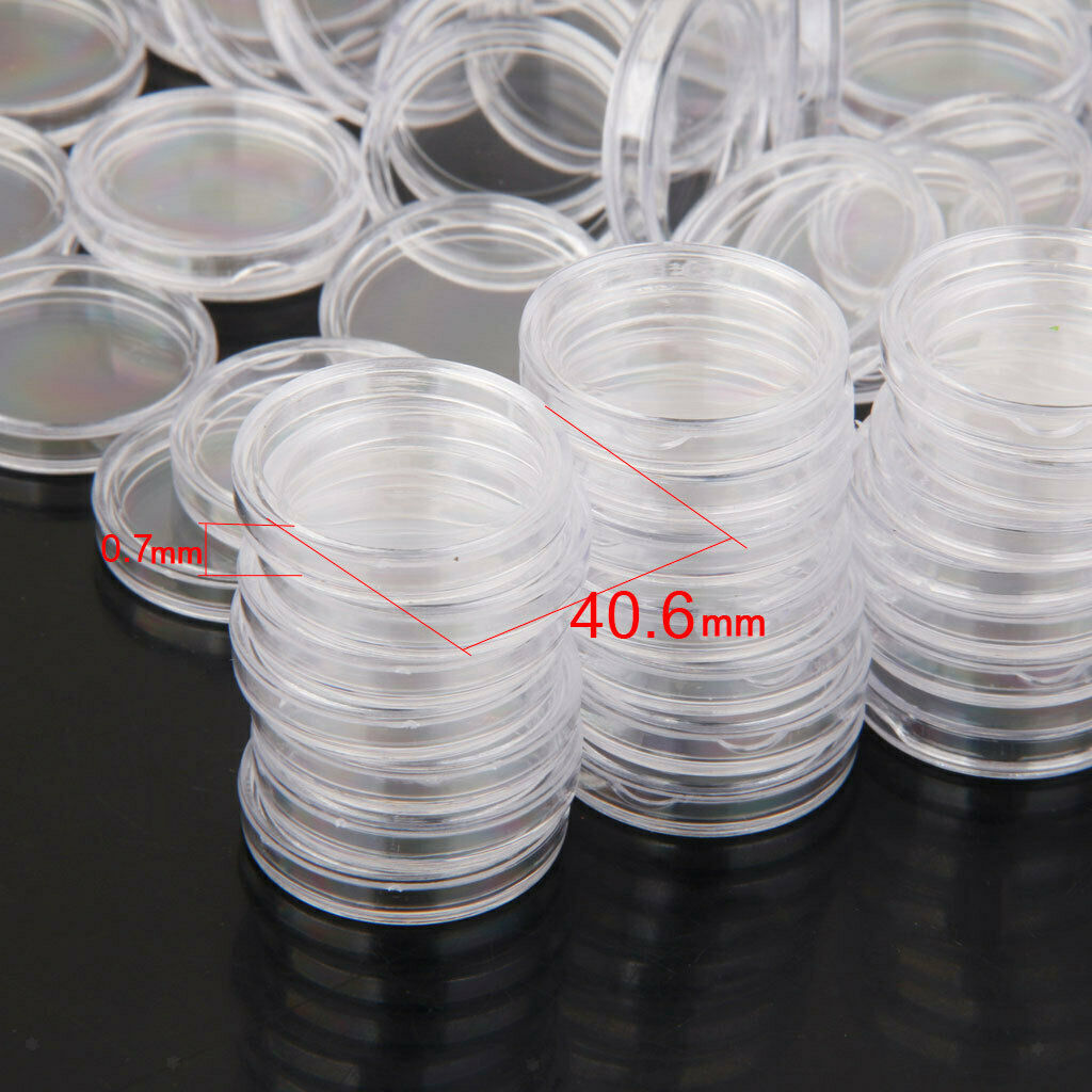 100pcs Coins Storage Capsules Holder Protector Box Storage Boxes 40.6mm
