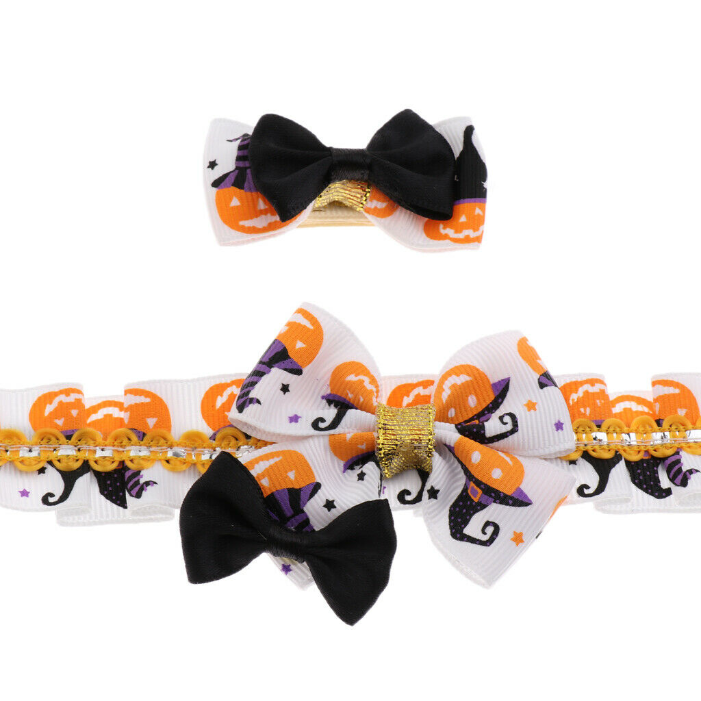 2Pcs Halloween Xmas Party Costume Hairpin Pet Cat Dog Collar Set Grooming  S
