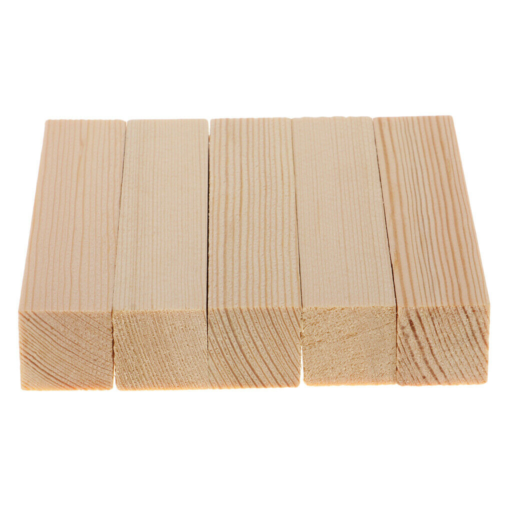 5x Pine Wood Blocks Wooden Square Sticks for Art Models, Aircrafts, DIY Projects