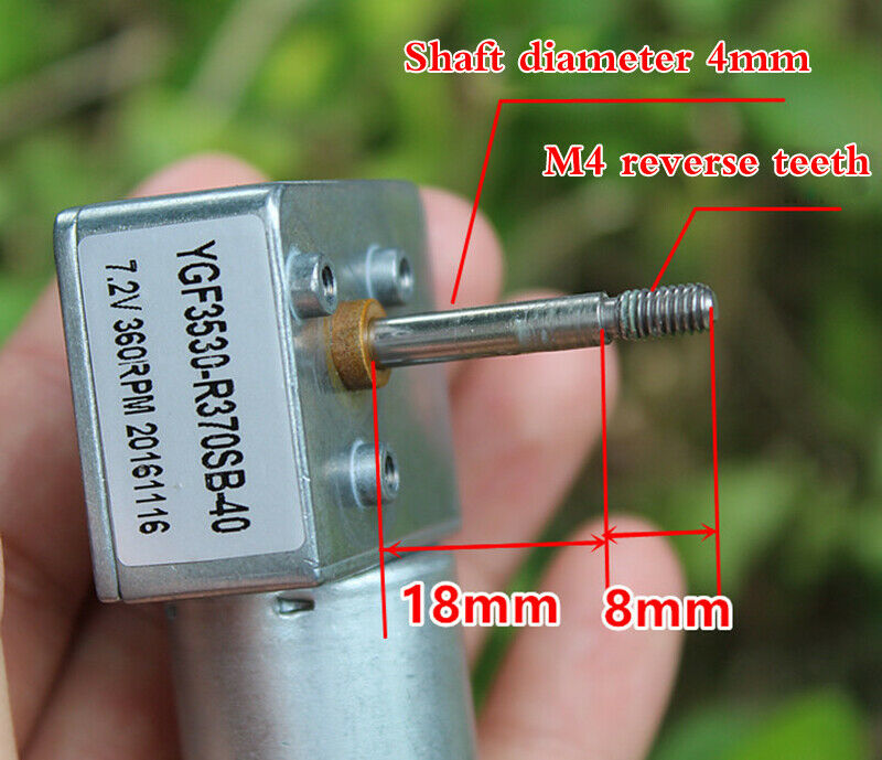 1pcs DC 7.2V 370/7 font gear motor small DC motor two wires 360 rpm