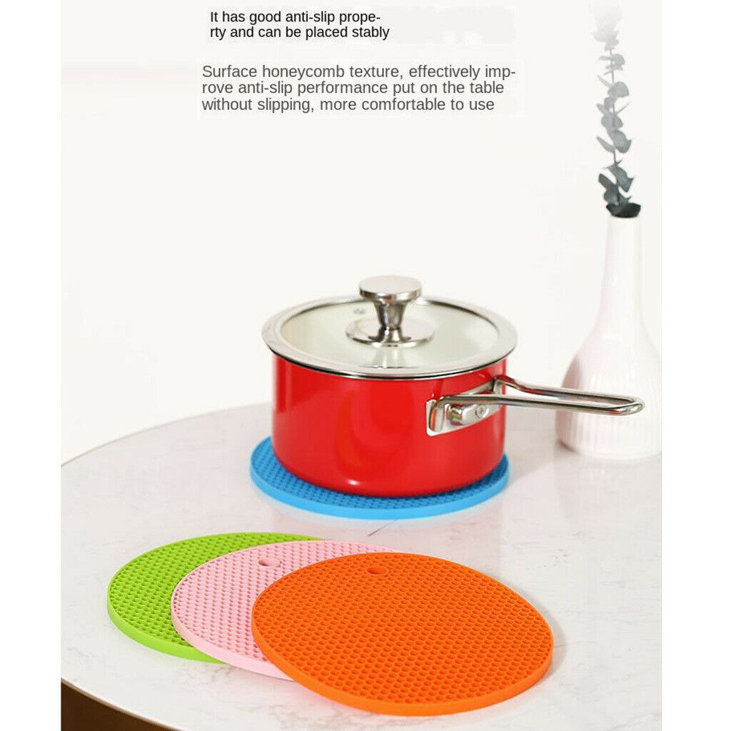 4X Silicone Round WaterProof Washable Non-slip  Resistant Trivet Mat