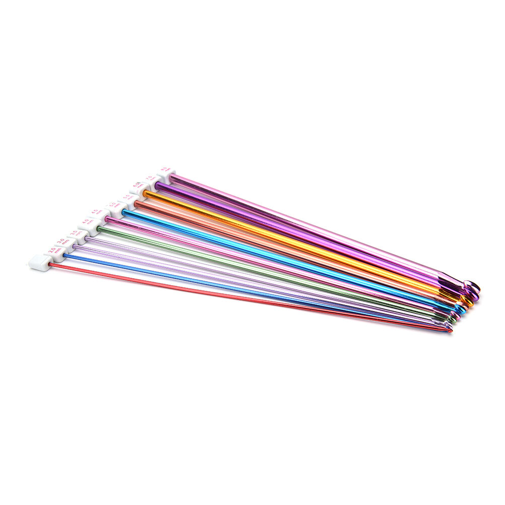 11X 10.6" multicolour Aluminum TUNISIAN / AFGHAN Crochet Hooks Needles 2- 8mm.DD