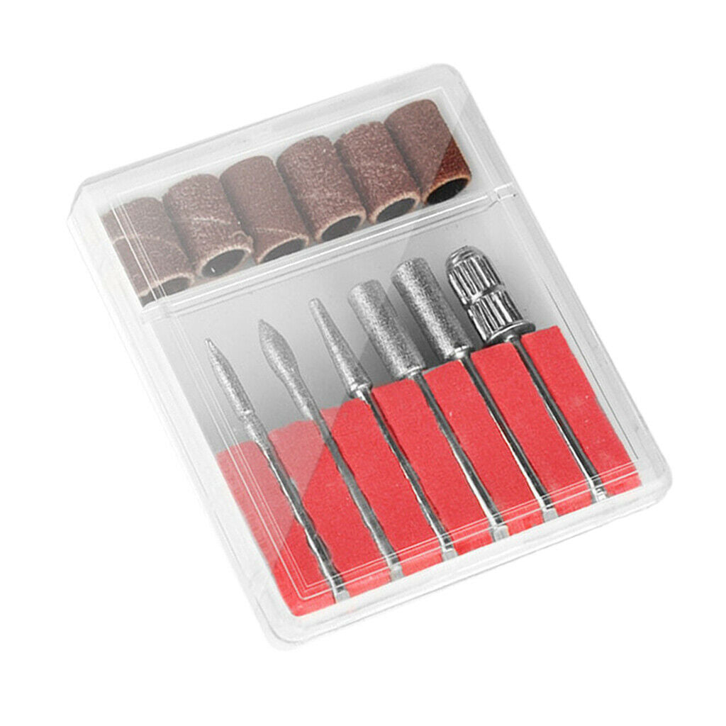 12x Electric Manicure Nail Art Drill Bits Acrylic Sanding Bands Mandrel Bit