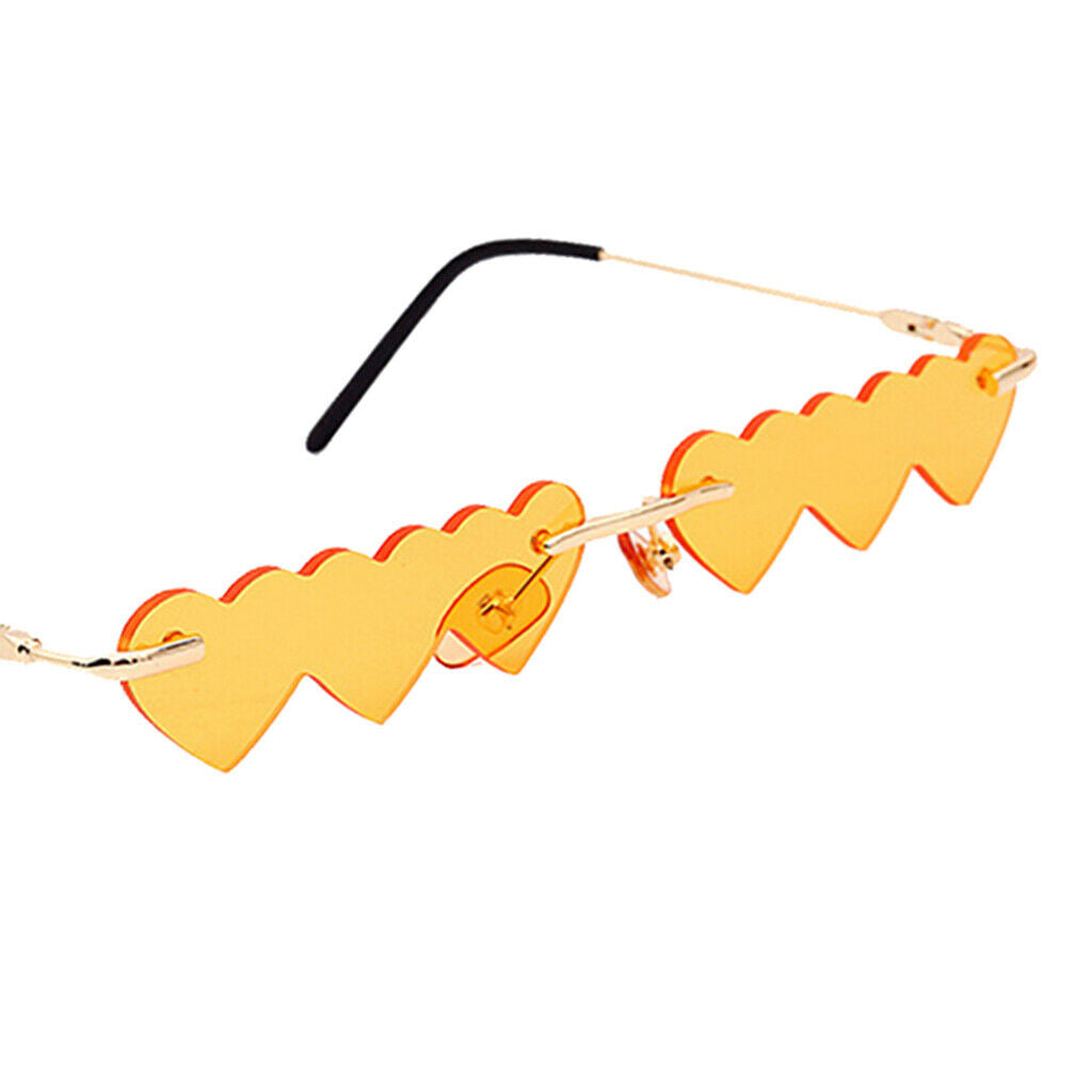 2pcs Novelty Womens Rimless Heart Shape Sunglasses Luxury Designer Glasses