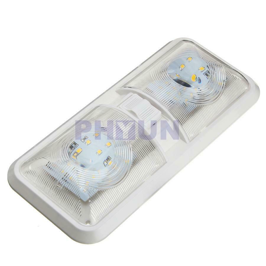 Pair SMD2835 48LEDS Fixture Ceiling Lamp Double Dome Light For RV Camper Trailer