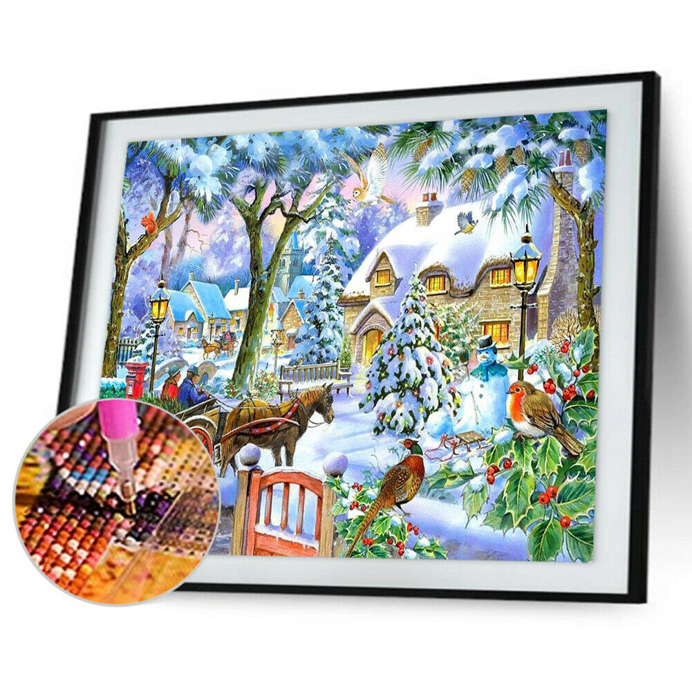 Winter View 5D DIY Full Square Diamond Painting Rhinestones Mosaic 50x40cm @