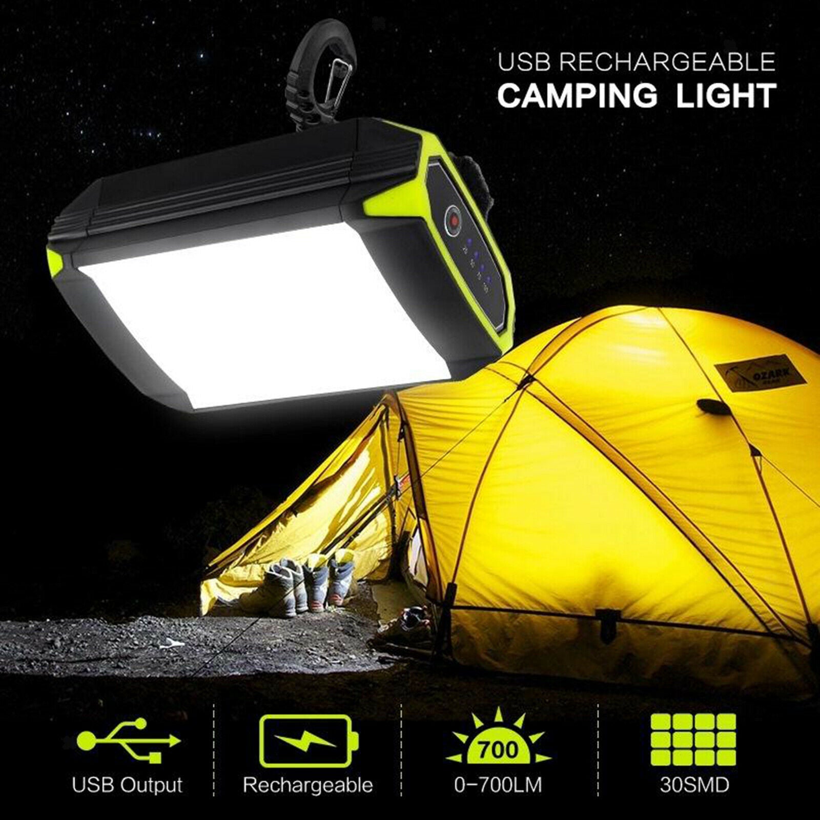 Flashlight Power Bank USB Port Camping Tent Light Lamp LEDS Lantern Hiking