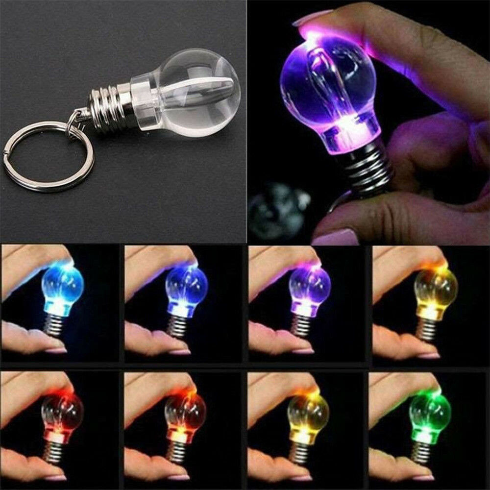 Cute Mini Colorful LED Flashlight Light Bulb Lamp Keychain Key Ring Lamp Torch