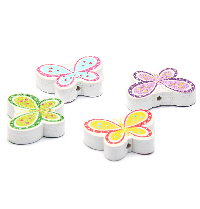 50X Mixed Butterfly Wood Bead Loose Spacer Bead Jewelry Making Bracelet Necklace